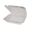 Pactiv Evergreen Foam Hinged Lid Container, Dual Tab Lock Happy Face, 8 x 7.75 x 2.25, White, 200PK YHD18SS00200 - alternate 2